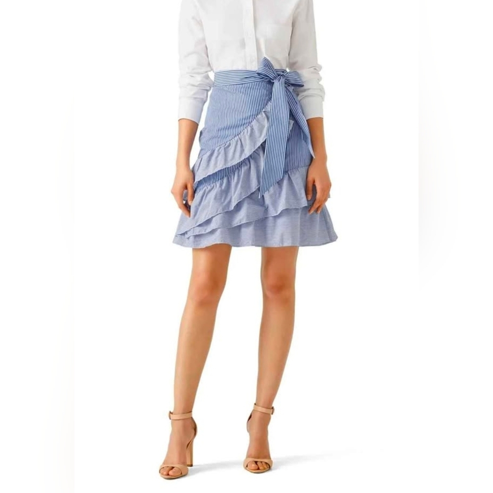 PARKER Blue Striped Ruffle Skirt size 6